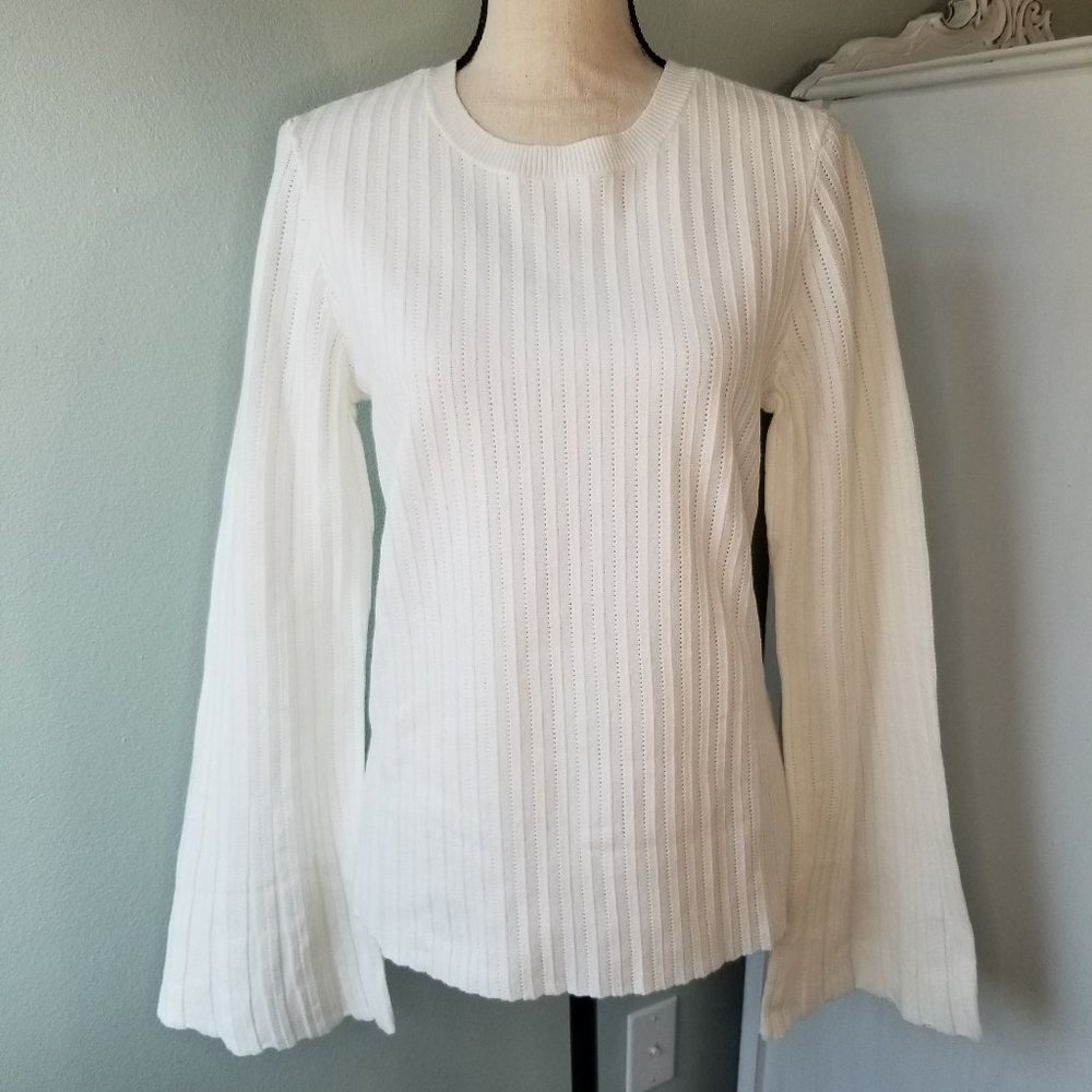 NWT FRAME Pointelle Rib Knit Large Sweater - Picture 2 of 15